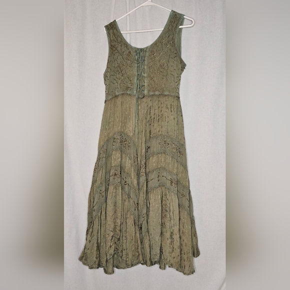 Scully Lace Up Dress Custom Hand Dyed Green And Teal Sz L - Picture 14 of 14